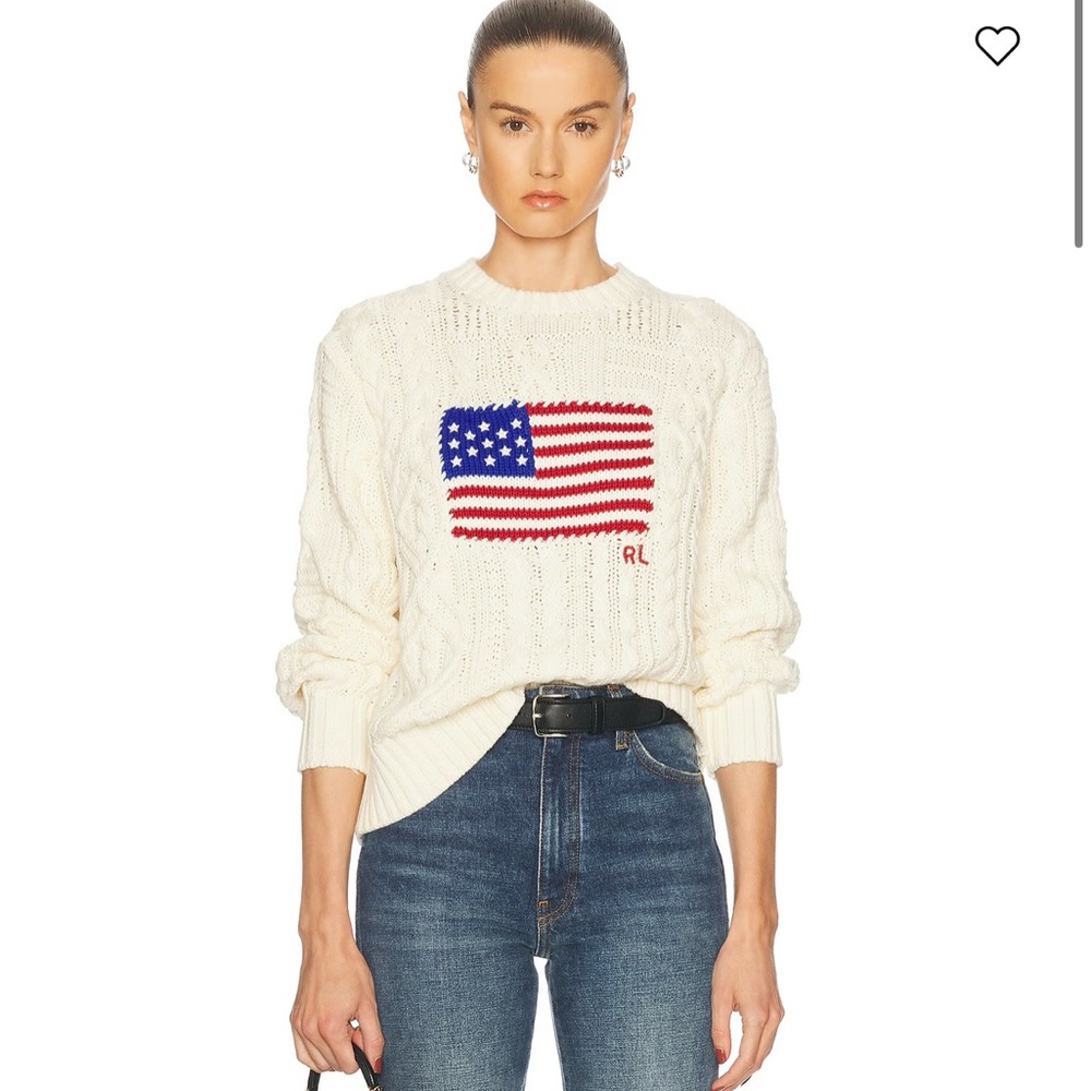Polo Ralph Lauren Aran-knit flag sweater, size large